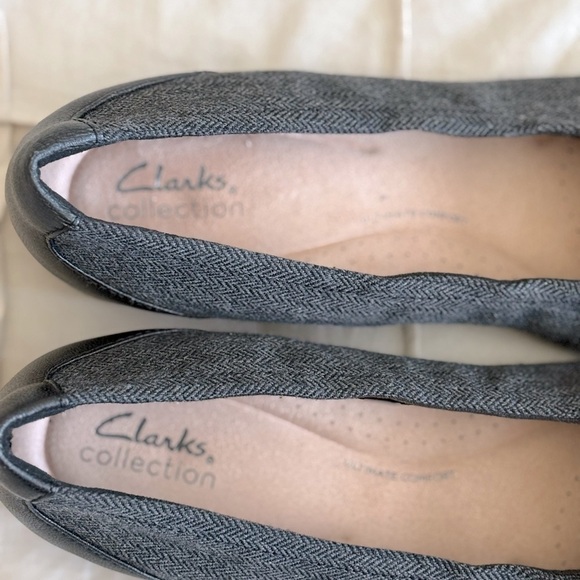 Clarks Ultimate Comfort Loafers – Black & Charcoal Herringbone, Size 9 (NWOT) - Picture 3 of 4
